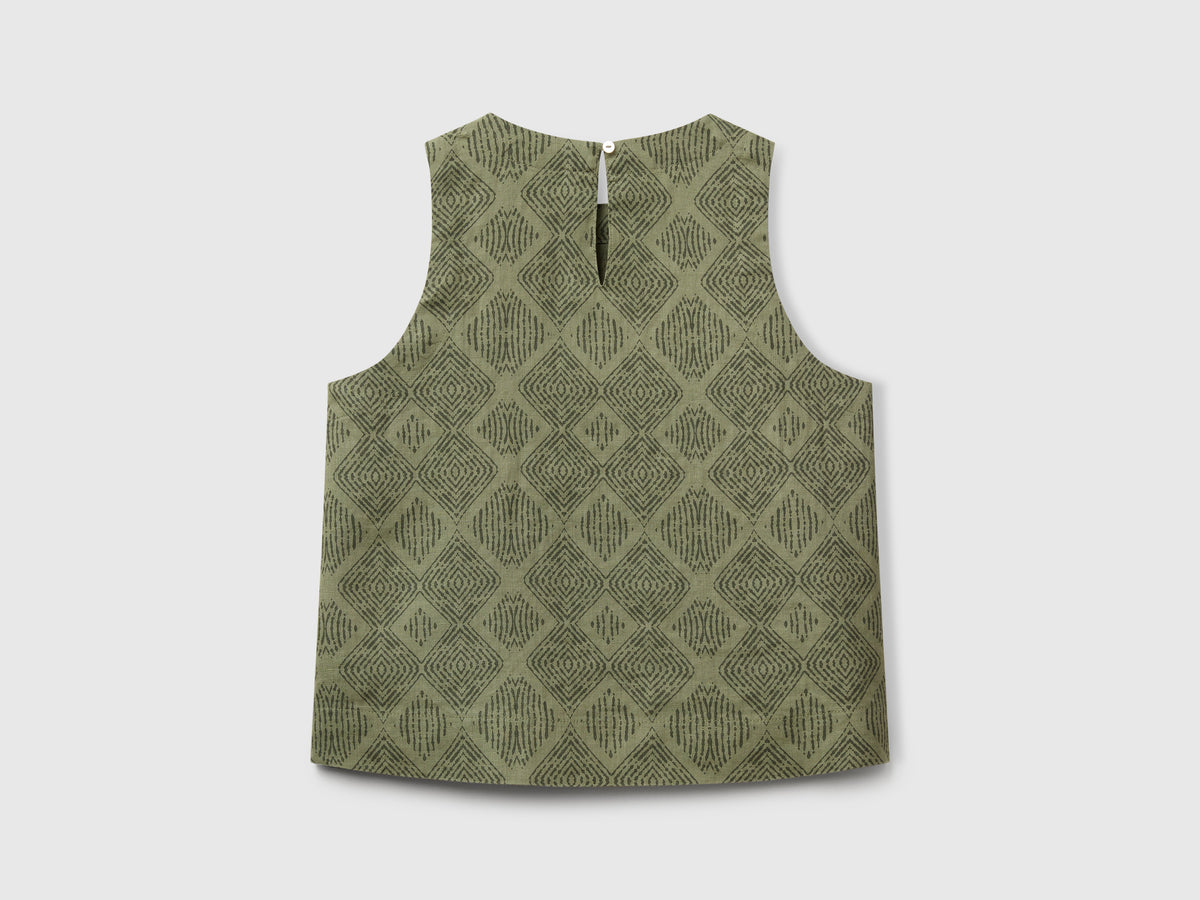 Printed top in pure linen