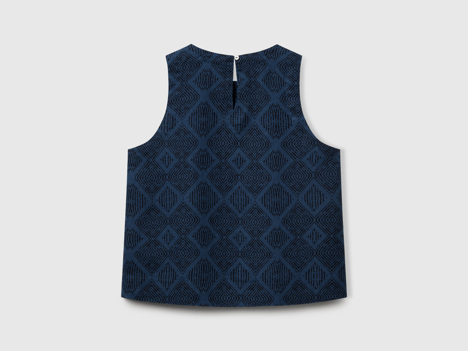 Top stampato in puro lino da donna blu 2 | Benetton Outlet