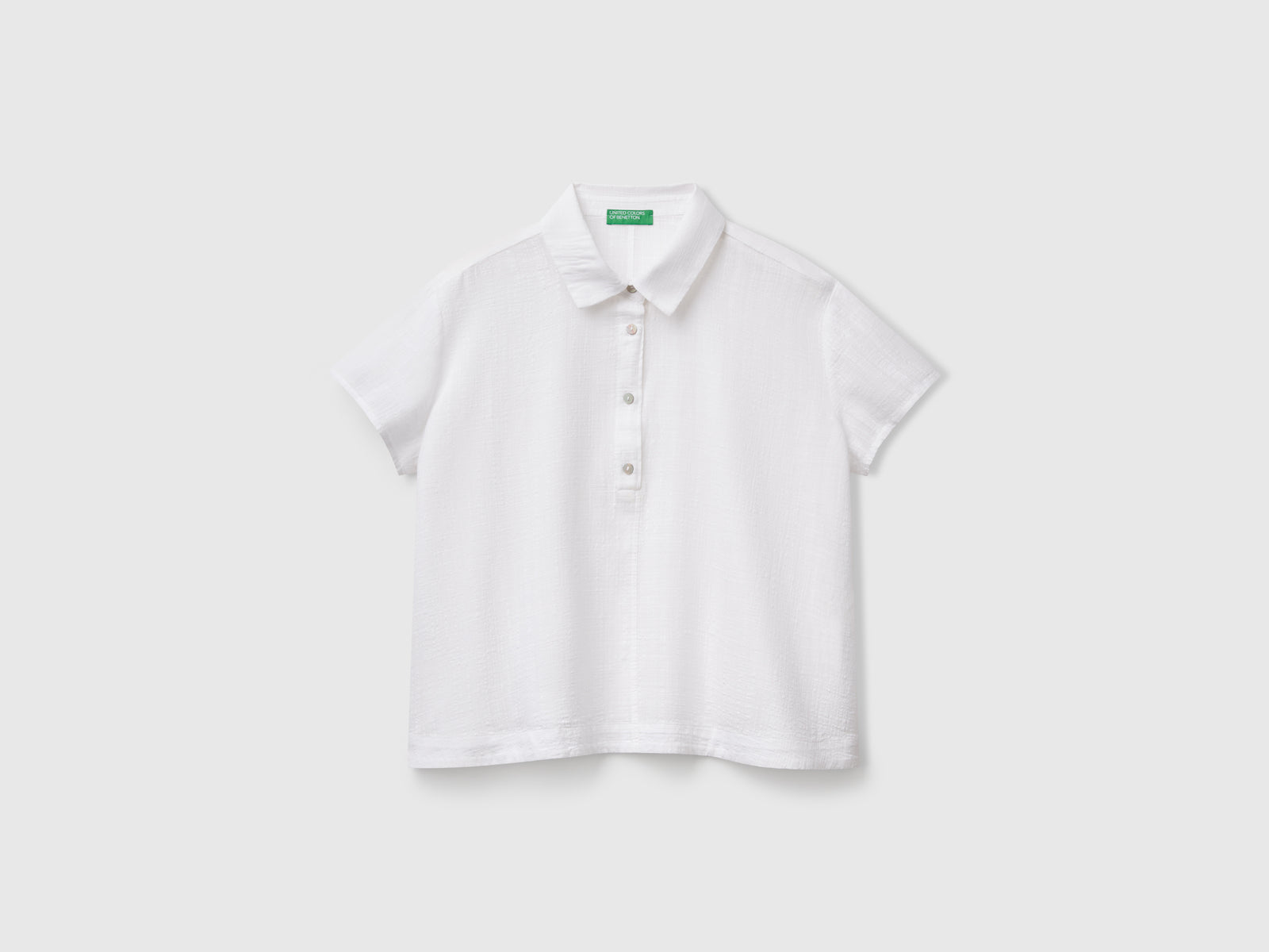 Camicia leggera a manica corta da donna bianco | Benetton Outlet