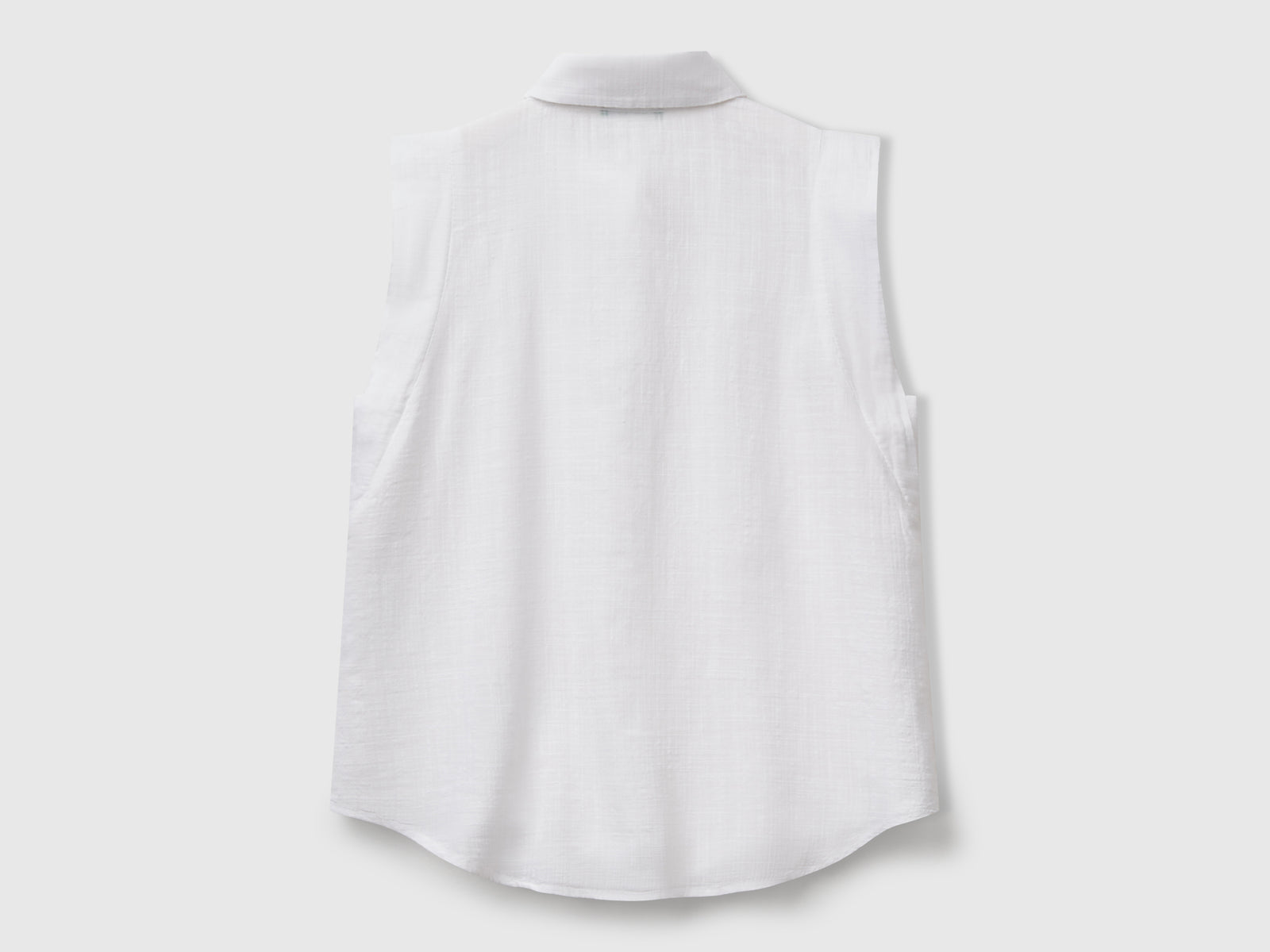 Camicia smanicata con nodo da donna bianco 2 | Benetton Outlet