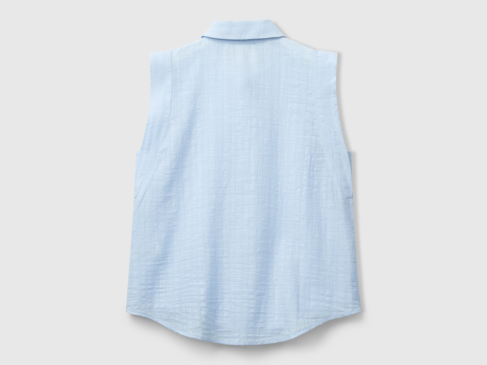 Camicia smanicata con nodo da donna azzurro 2 | Benetton Outlet