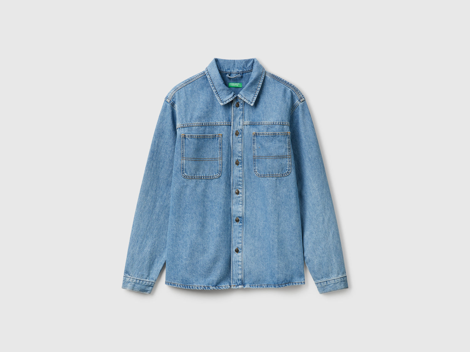 Overshirt di jeans da uomo azzurro | Benetton Outlet