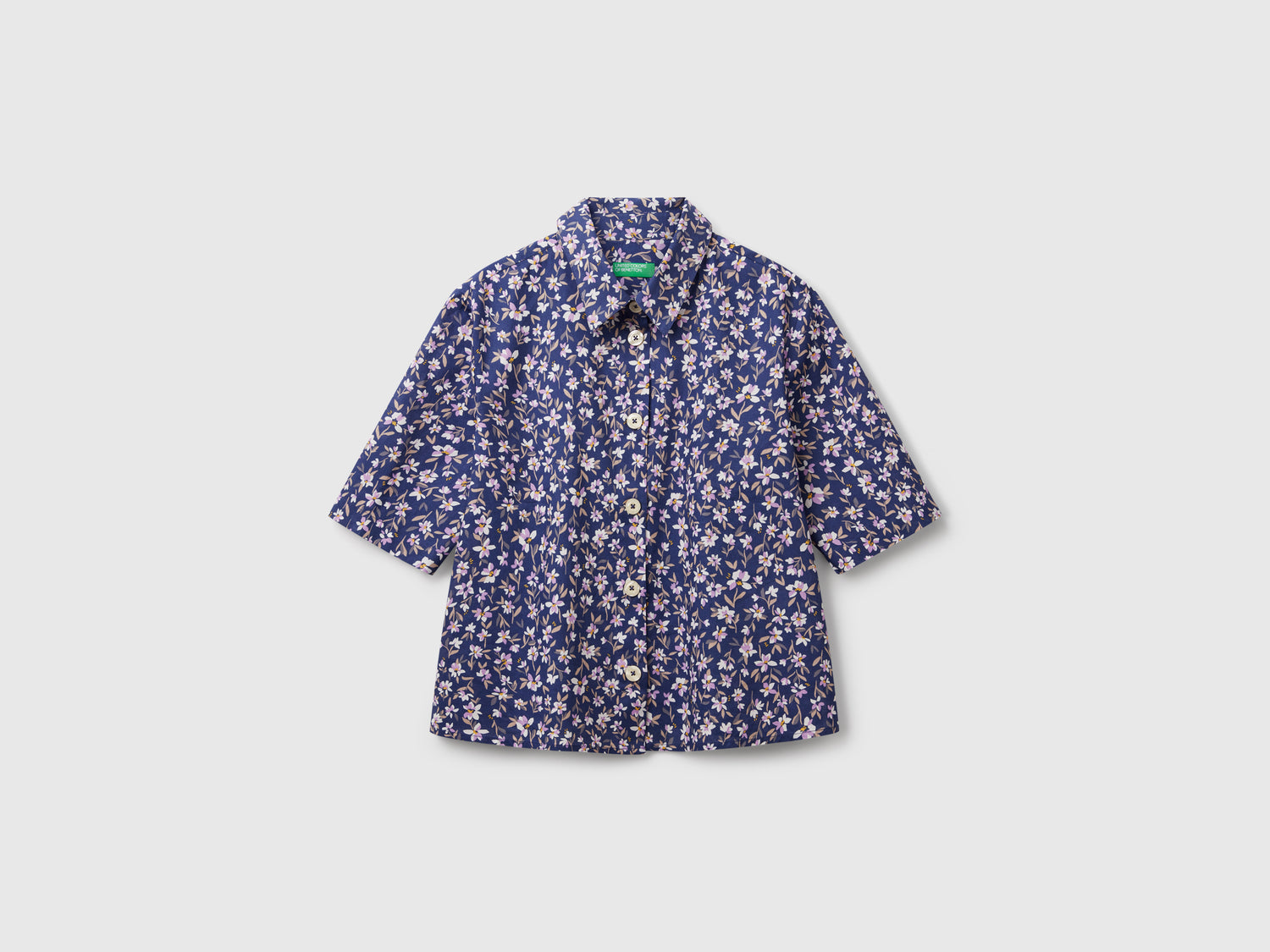 Camicia fantasia in cotone leggero da donna multi-color | Benetton Outlet