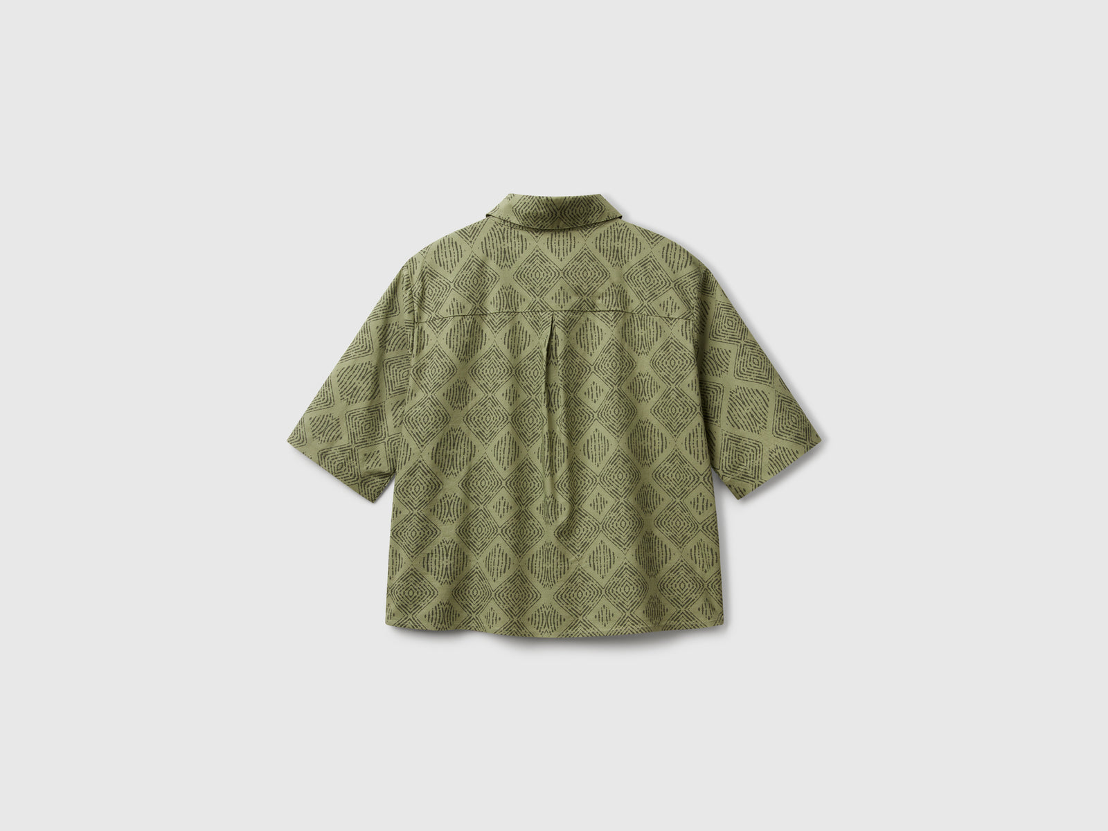 Patterned shirt in lightweight cotton da donna verde militare 2 | Benetton Outlet