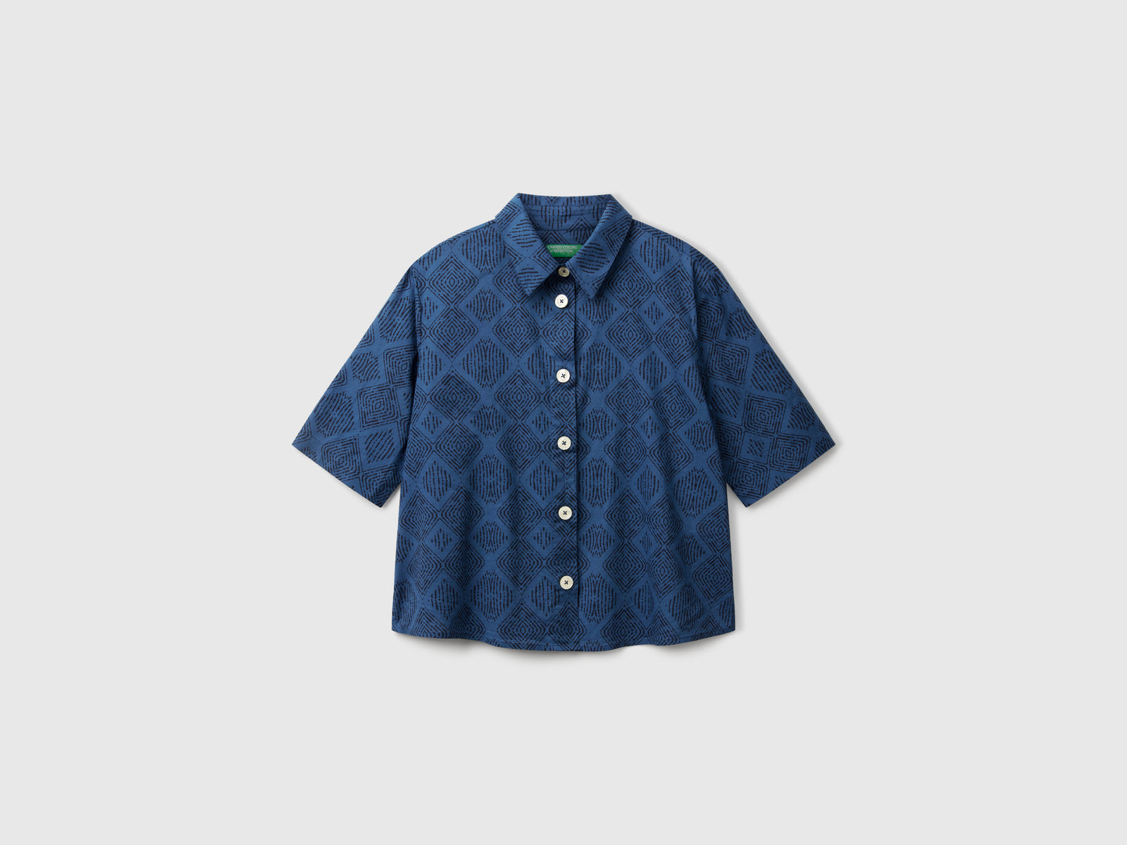 Patterned shirt in lightweight cotton da donna blu | Benetton Outlet
