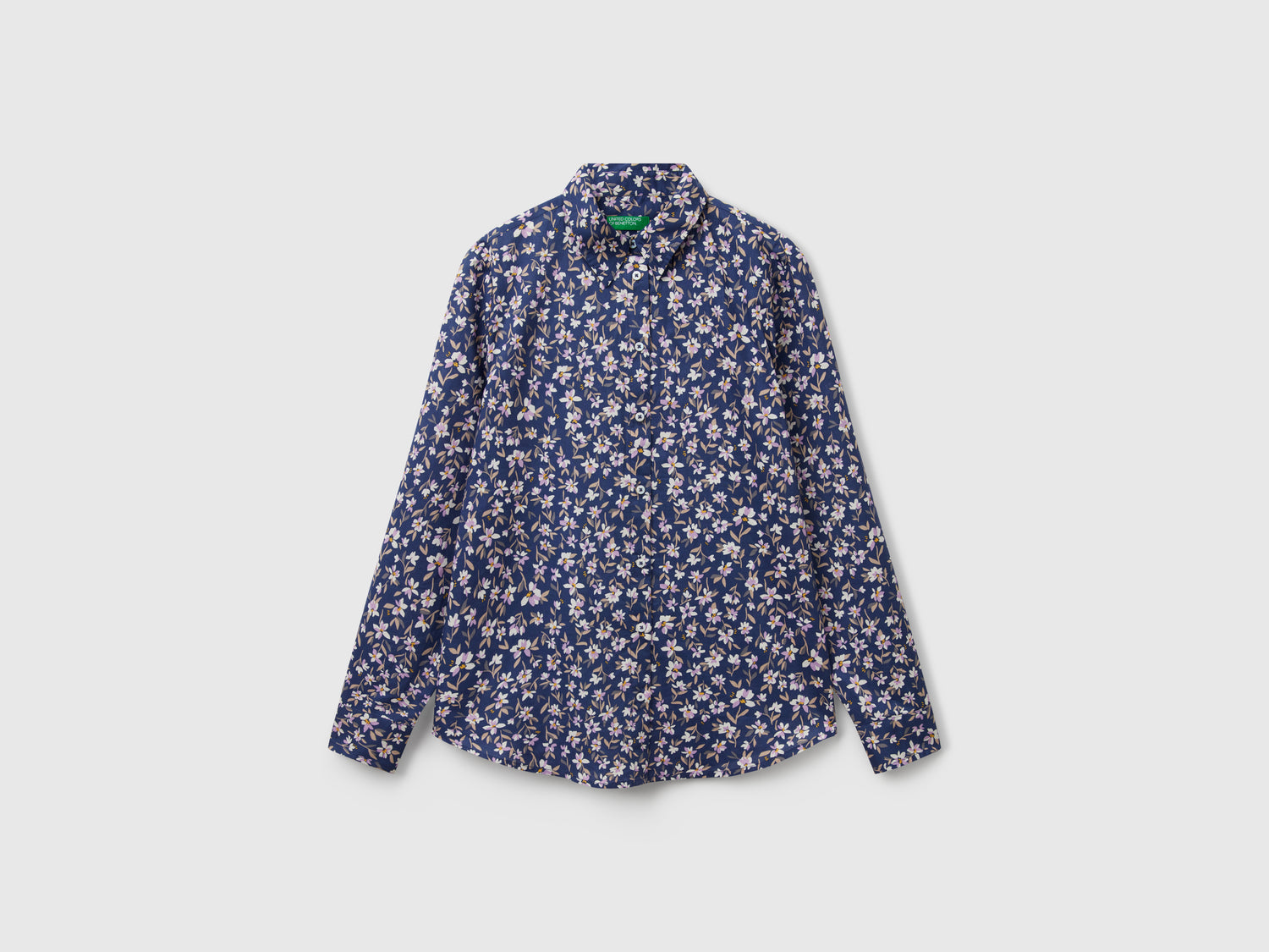 Camicia a fiori da donna blu | Benetton Outlet