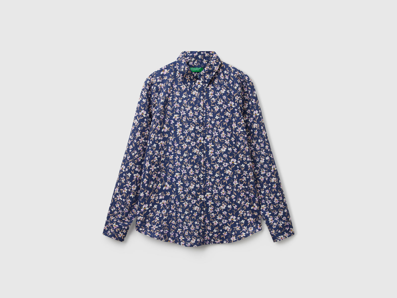 Camicia a fiori da donna blu | Benetton Outlet
