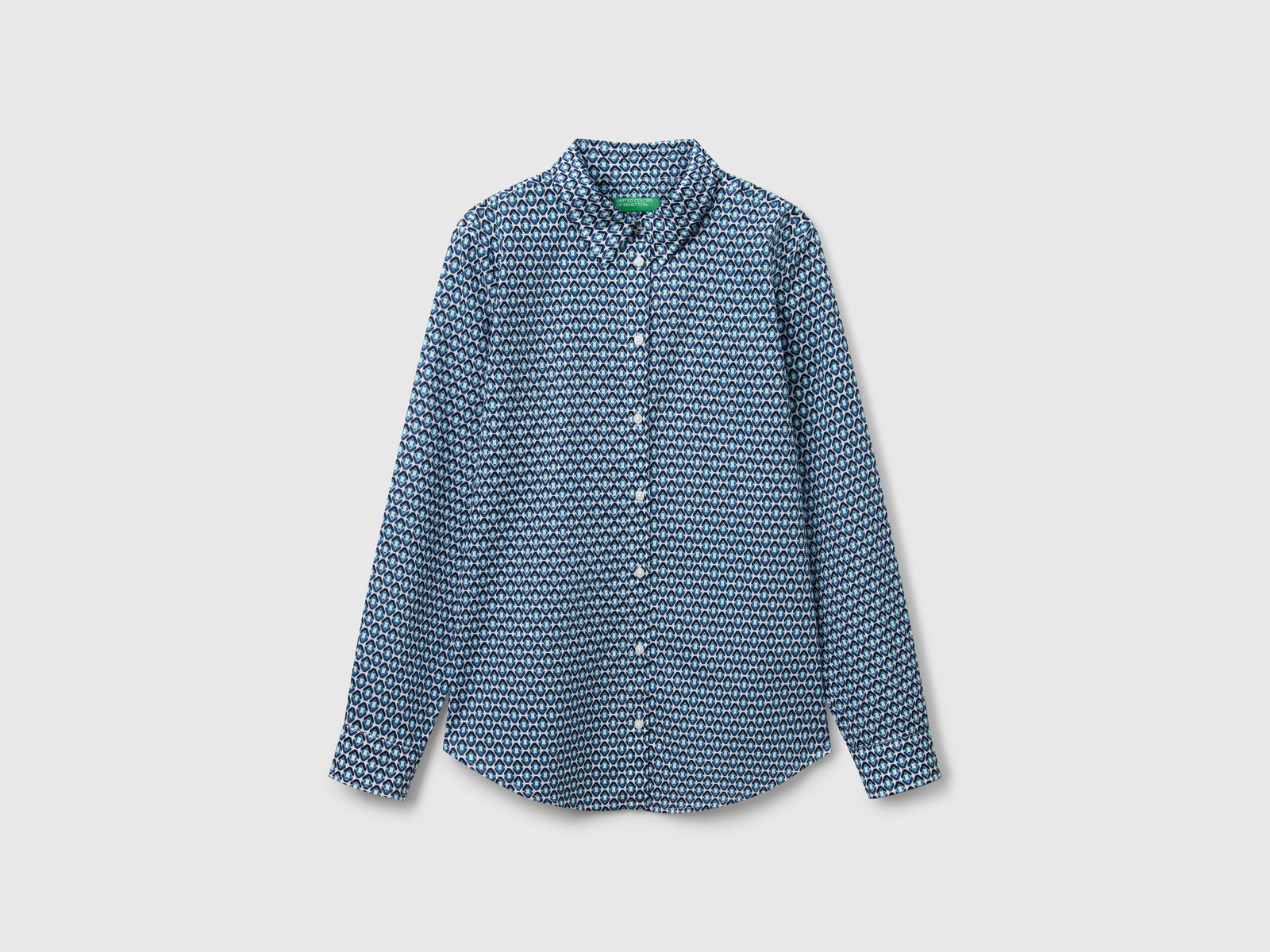 Camicia fantasia da donna blu | Benetton Outlet