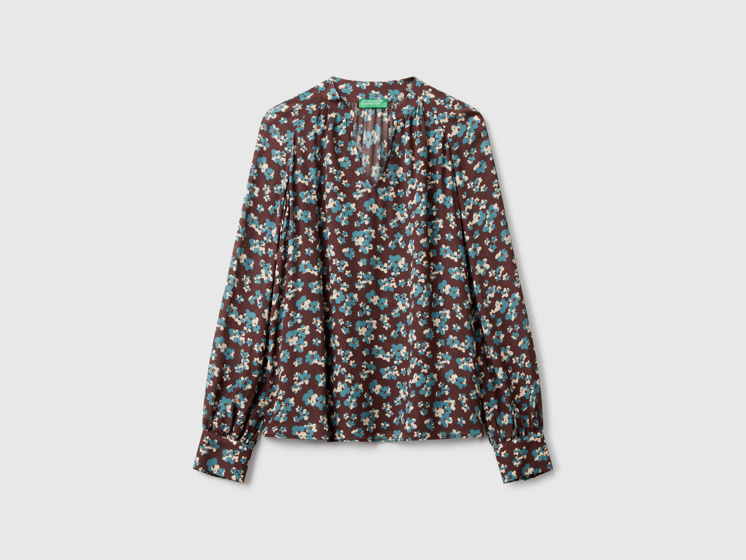 Blusa fluida a fiori da donna marrone | Benetton Outlet