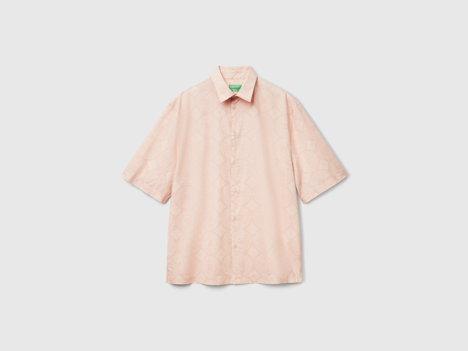 Camicia fantasia a manica corta da uomo rosa tenue | Benetton Outlet