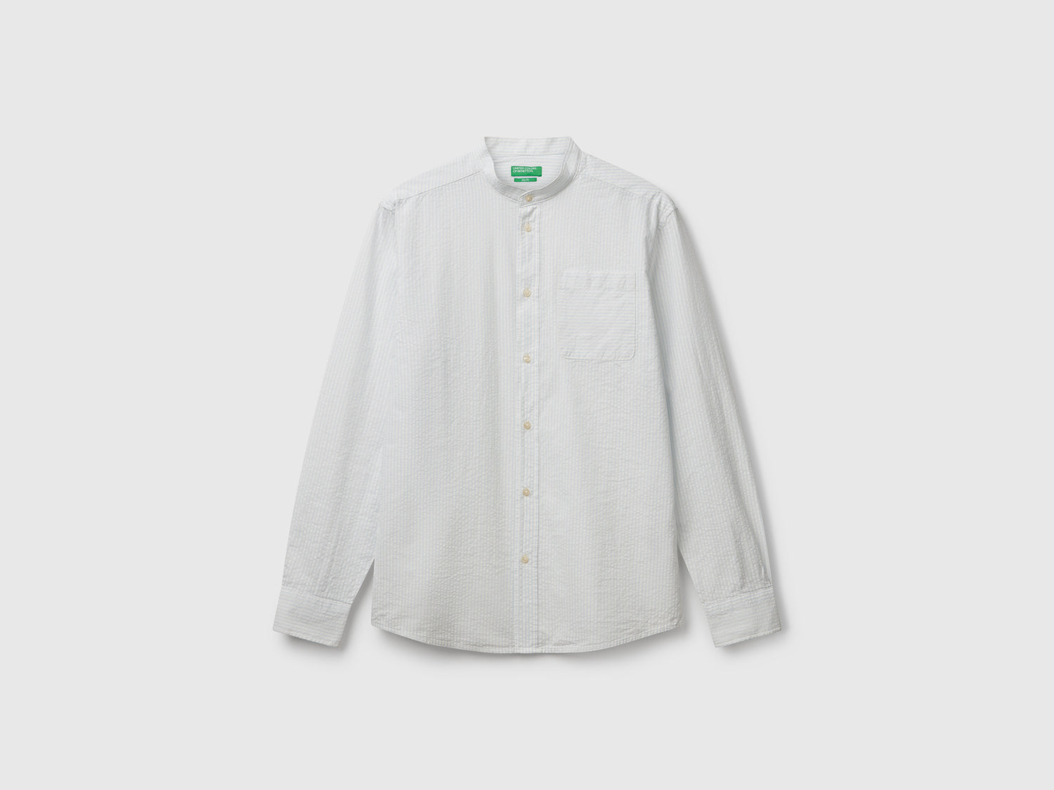 Camicia coreana a righe da uomo bianco panna | Benetton Outlet