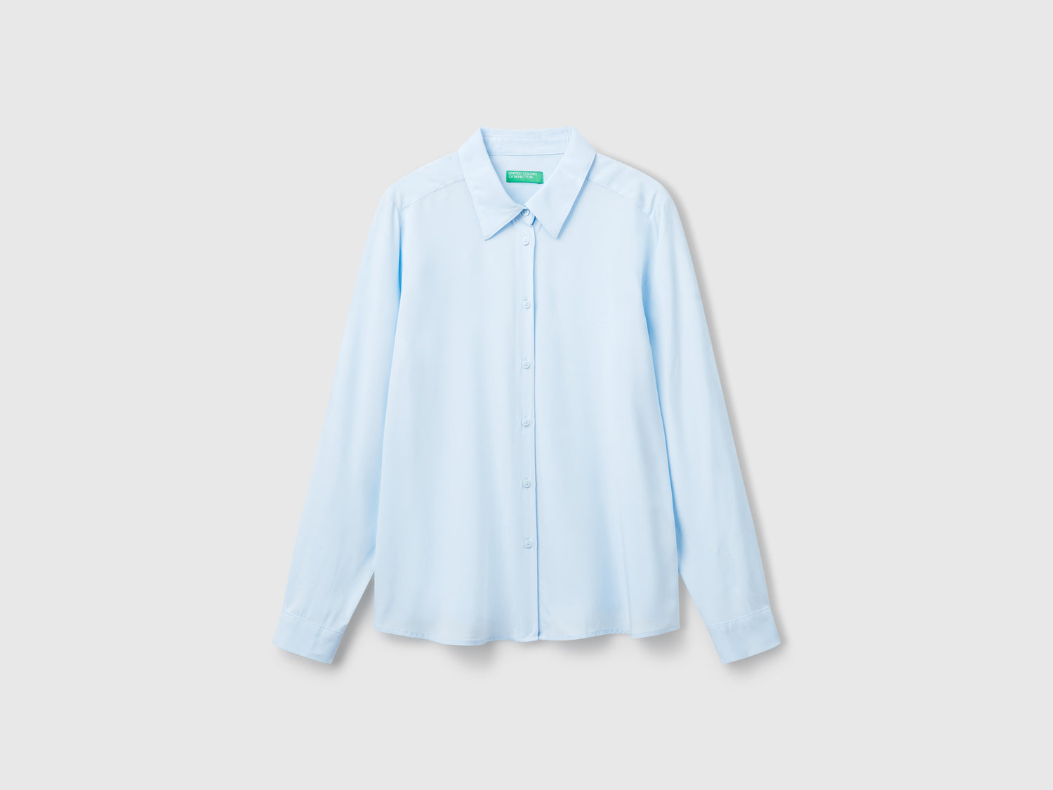 Camicia regular fit in viscosa da donna celeste | Benetton Outlet