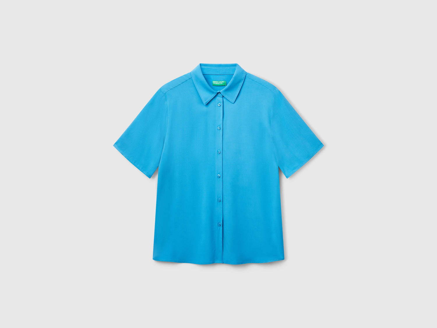Camicia manica 3/4 in viscosa da donna turchese | Benetton Outlet