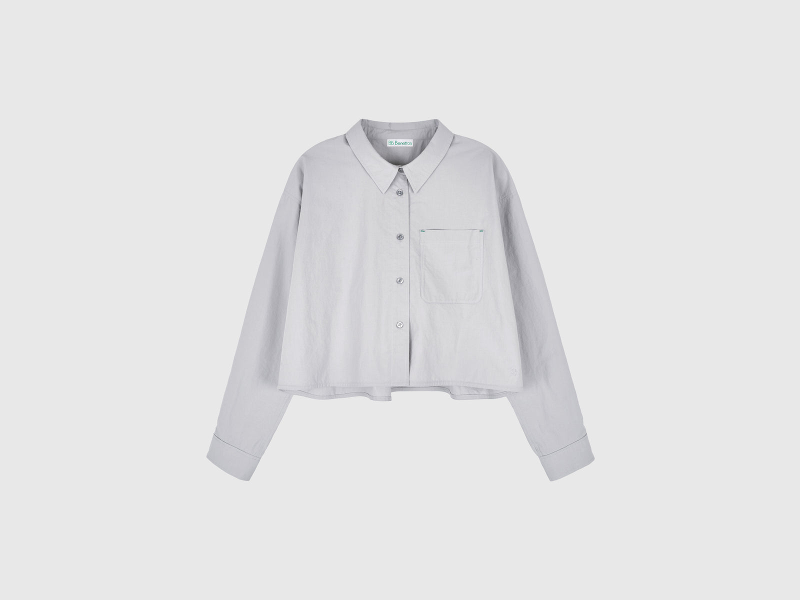 Camicia cropped a righe da donna grigio | Benetton Outlet