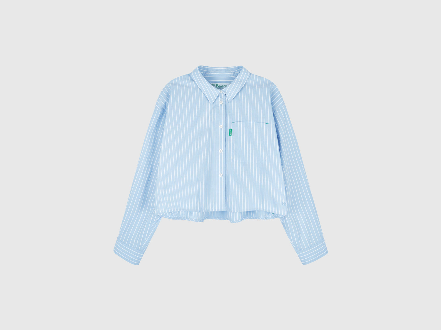 Camicia cropped in puro cotone da donna celeste | Benetton Outlet
