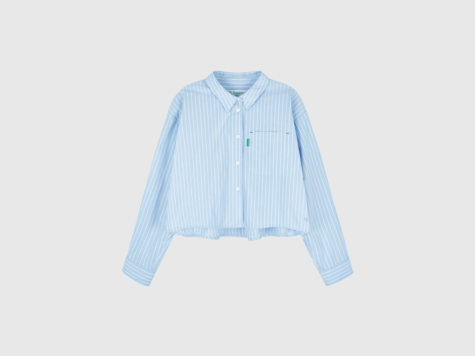 Camicia cropped in puro cotone da donna celeste | Benetton Outlet