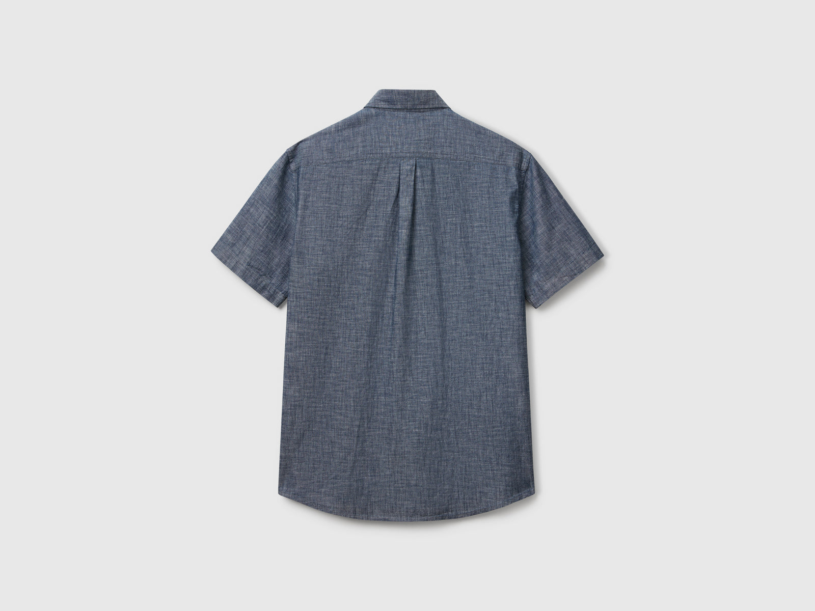Camicia manica corta in chambray da uomo blu 2 | Benetton Outlet
