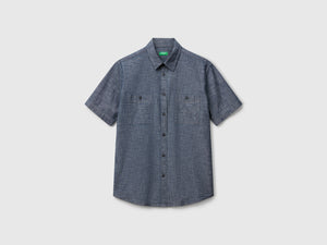 Camicia manica corta in chambray
