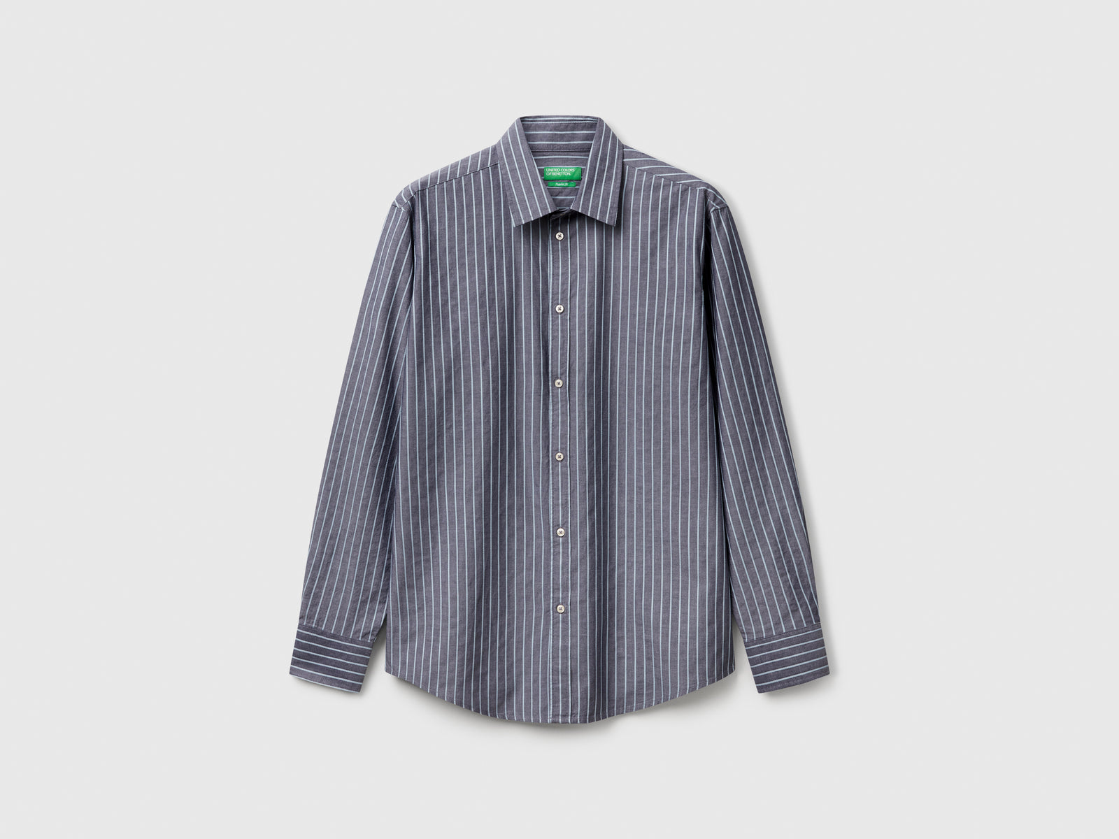 Camicia a righe regular fit da uomo blu | Benetton Outlet