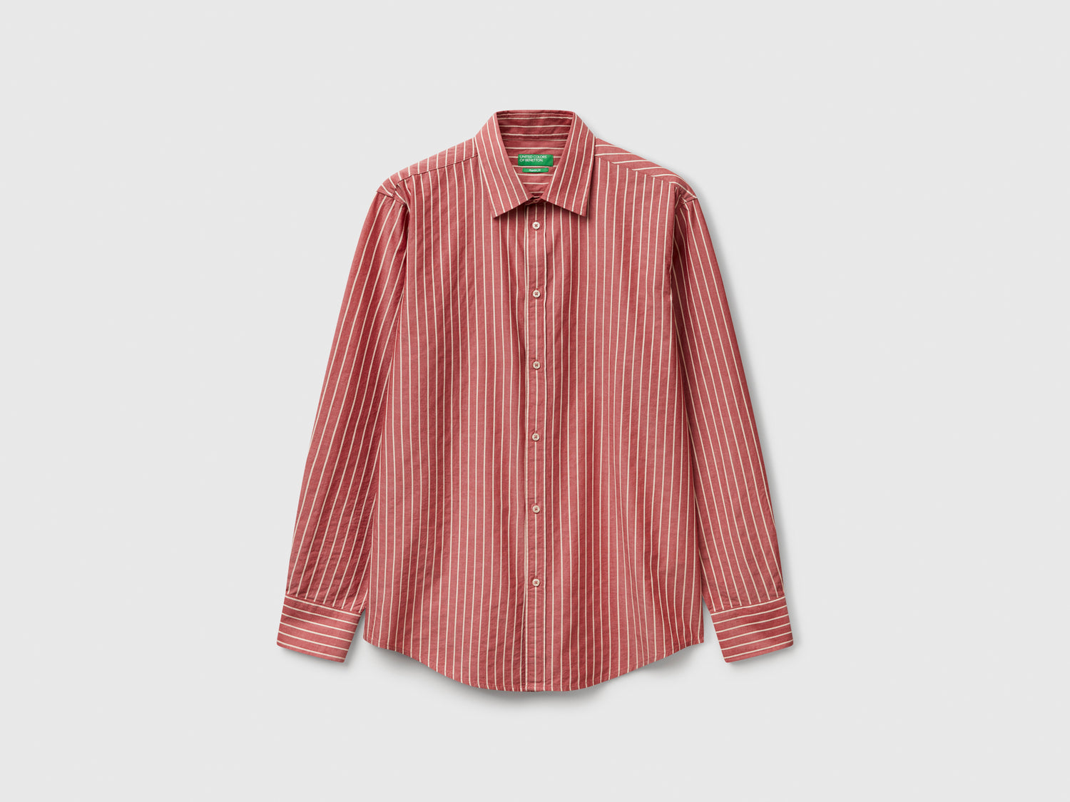 Camicia a righe regular fit da uomo rosso | Benetton Outlet