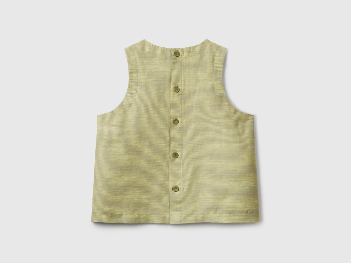 Striped linen blend blouse