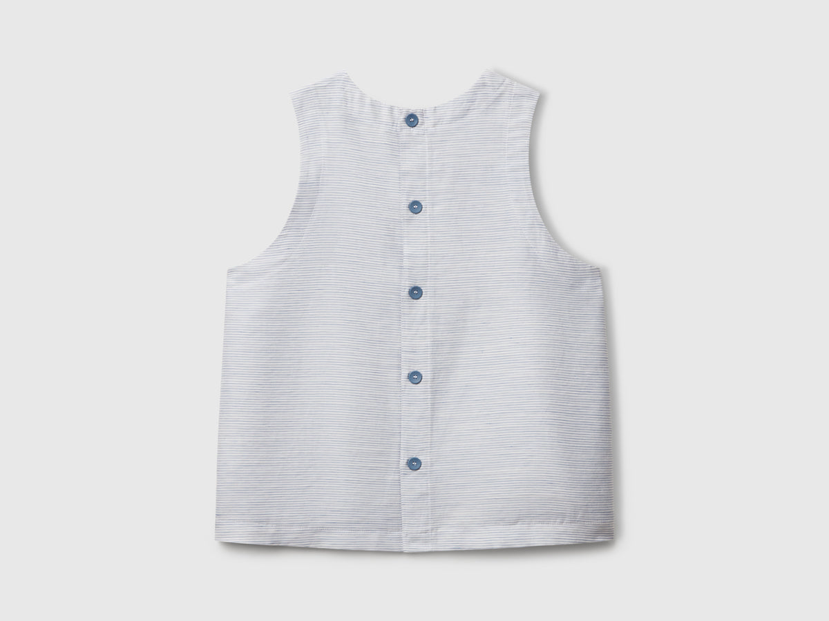 Blusa a righe in misto lino