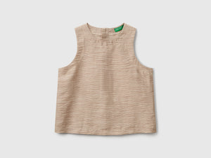 Blusa a righe in misto lino