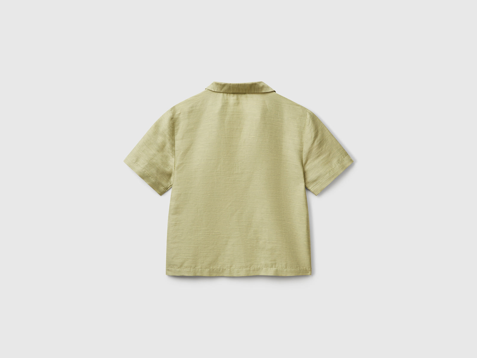 Striped linen blend shirt da donna verde oliva 2 | Benetton Outlet