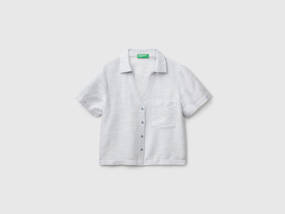 Striped linen blend shirt