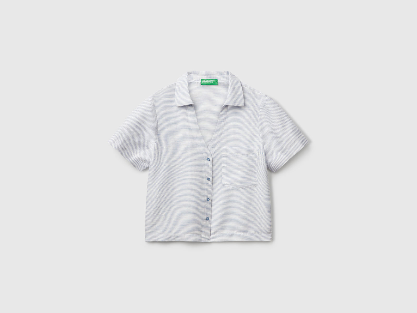 Striped linen blend shirt da donna avio | Benetton Outlet