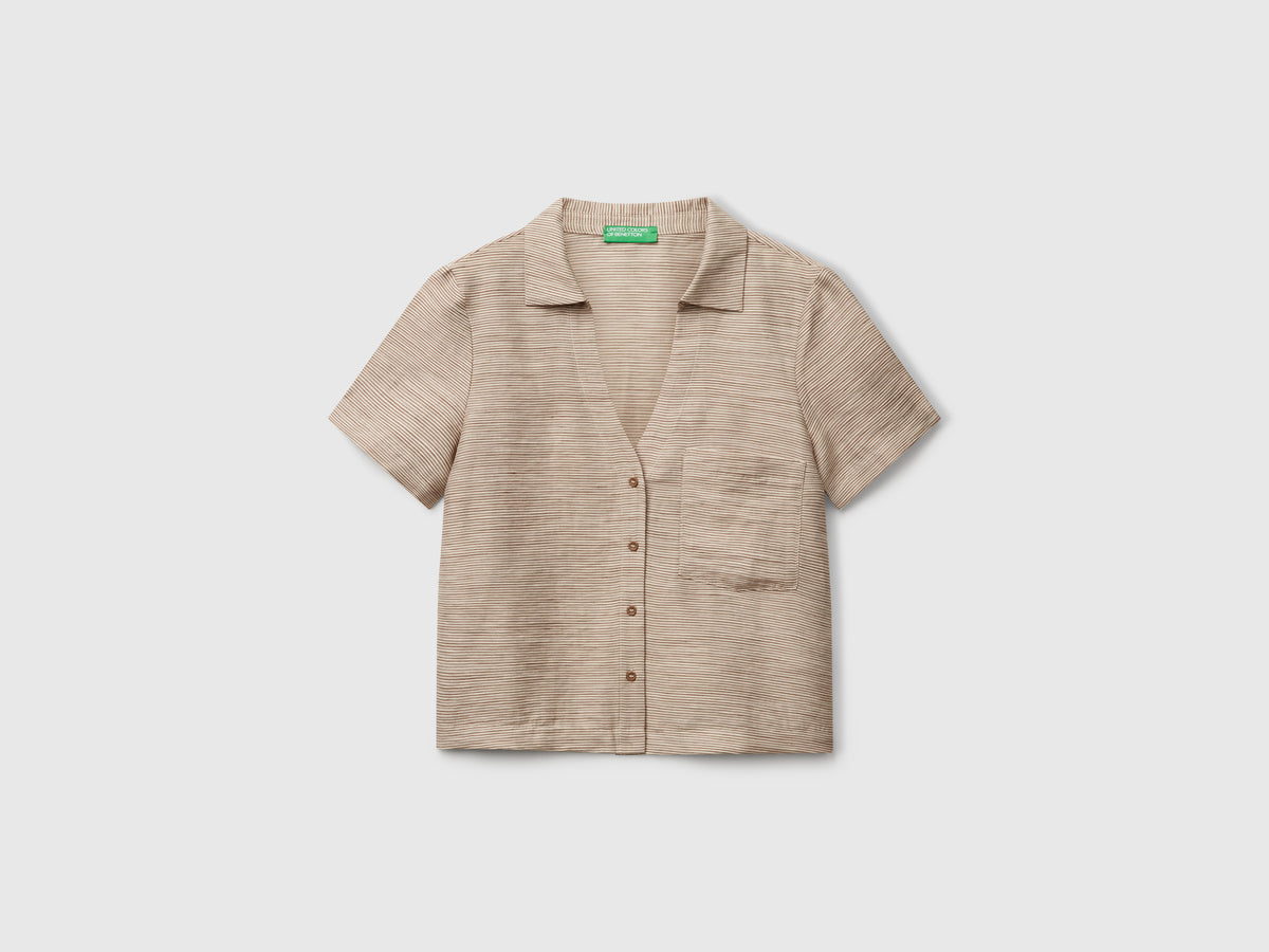 Camicia a righe in misto lino
