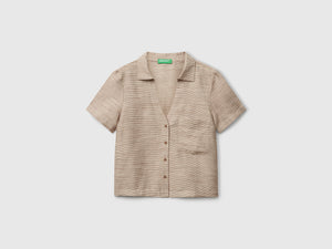 Camicia a righe in misto lino