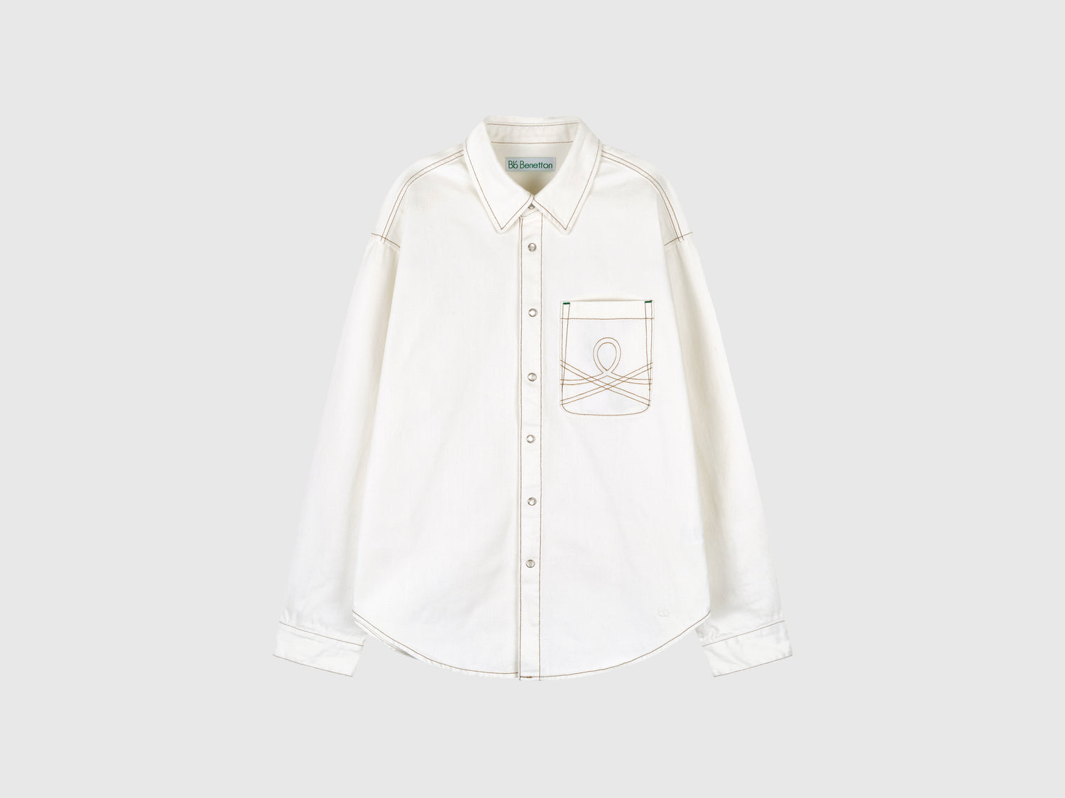 Camicia di jeans da donna bianco panna | Benetton Outlet