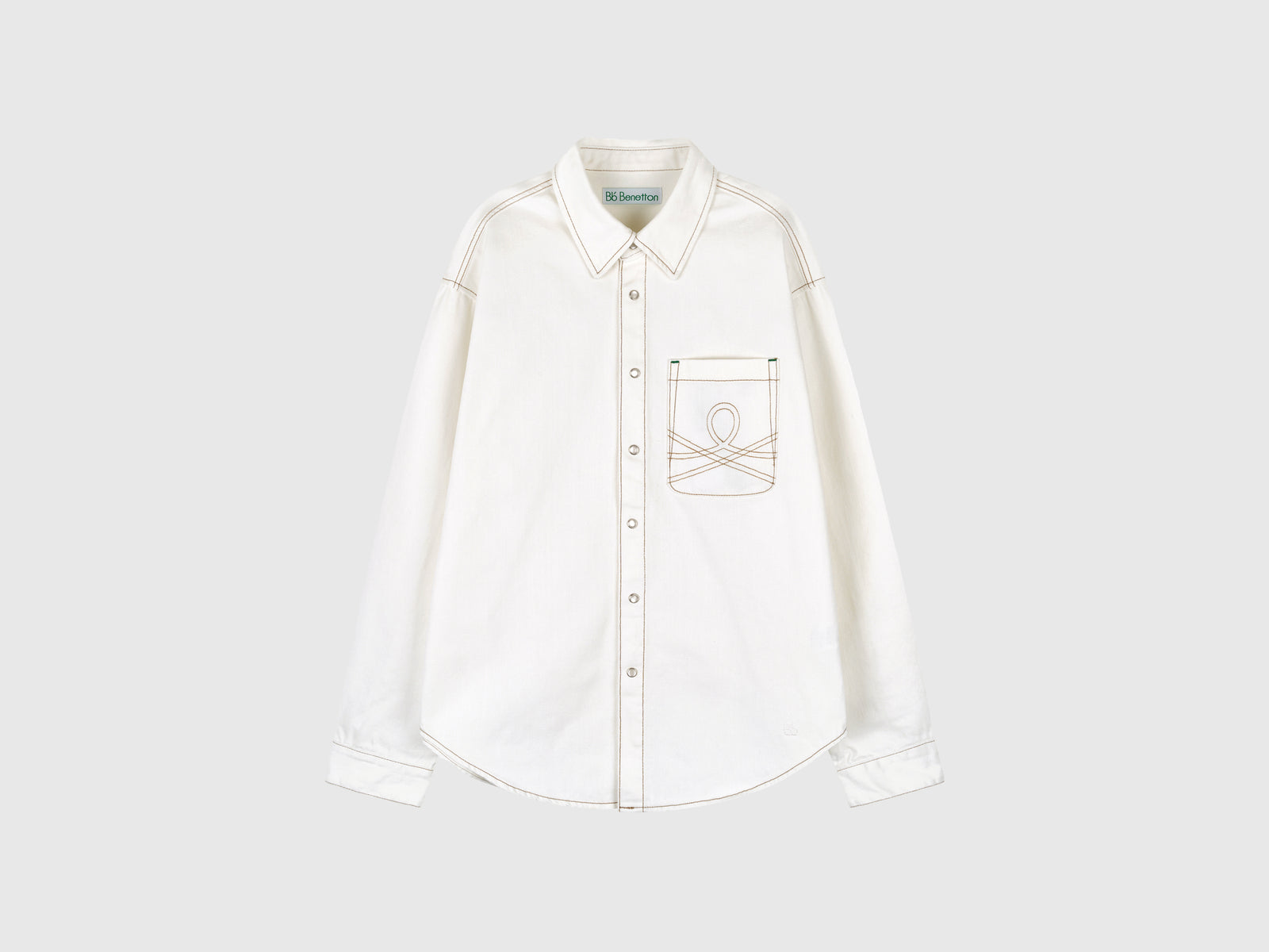 Camicia di jeans da donna bianco panna | Benetton Outlet