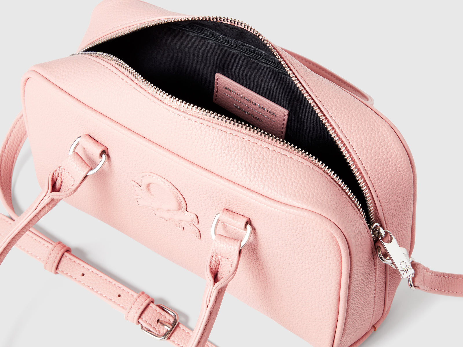 Borsa a mano in tessuto spalmato da donna rosa 3 | Benetton Outlet