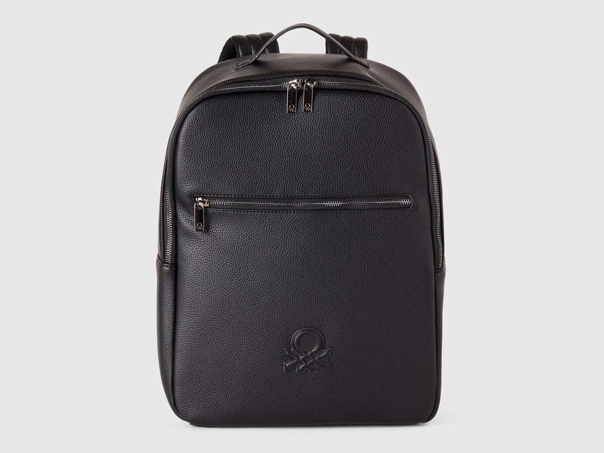 benetton backpack leather Coated fabric backpack da uomo nero
