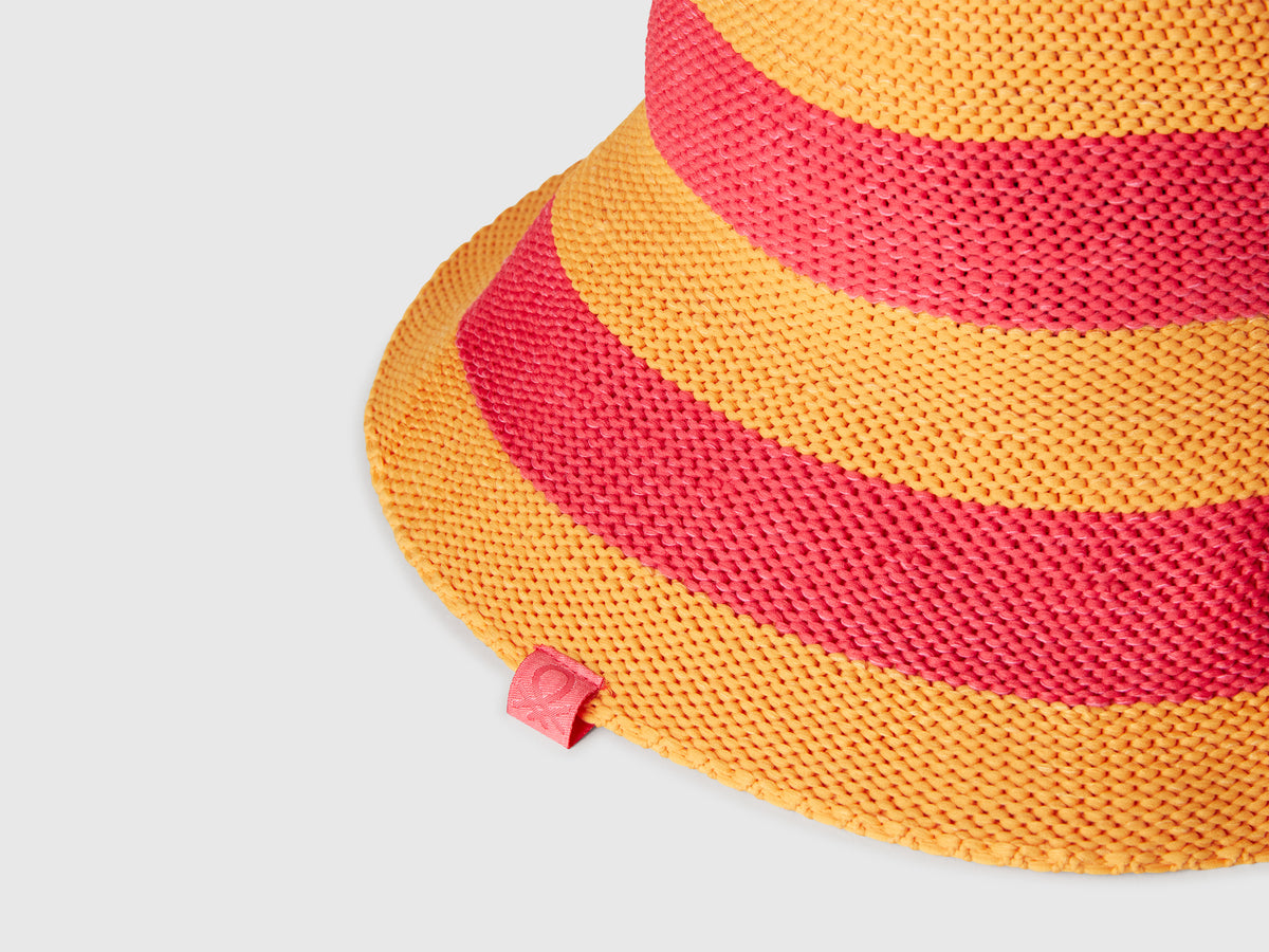Orange and fuchsia striped hat