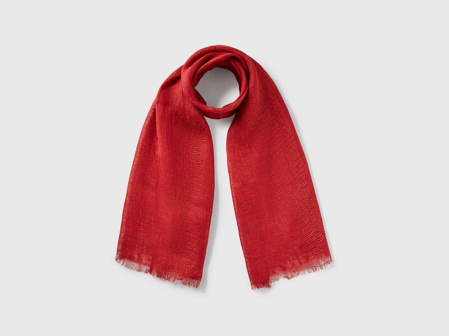 Lightweight pure linen scarf da donna rosso mattone | Benetton Outlet