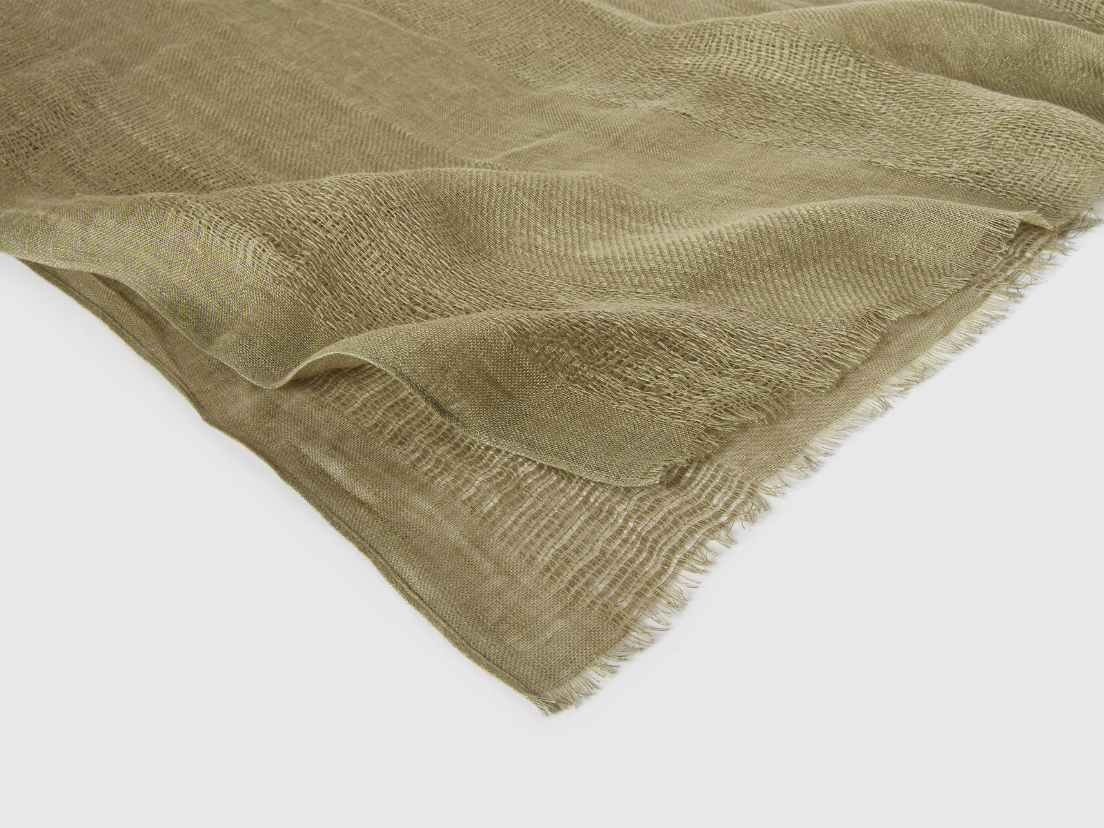 Sciarpa leggera in puro lino da donna verde oliva 2 | Benetton Outlet