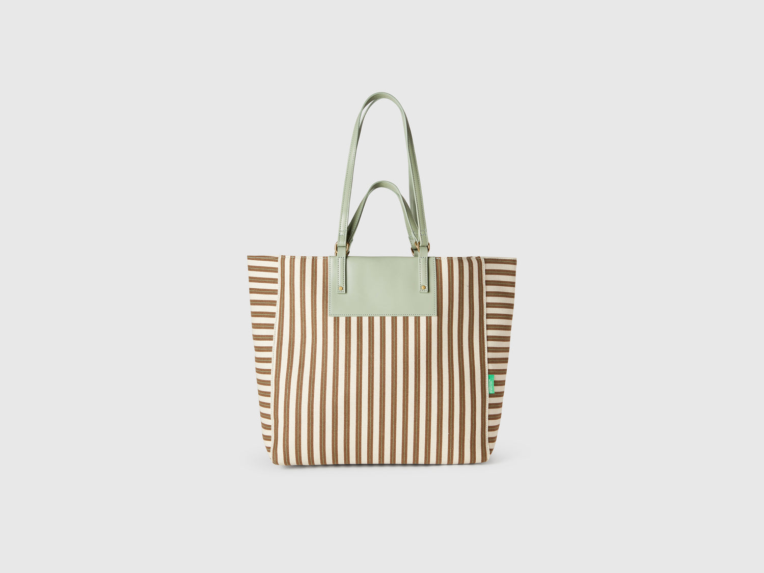 Tote bag a righe e beige da donna verde chiaro | Benetton Outlet