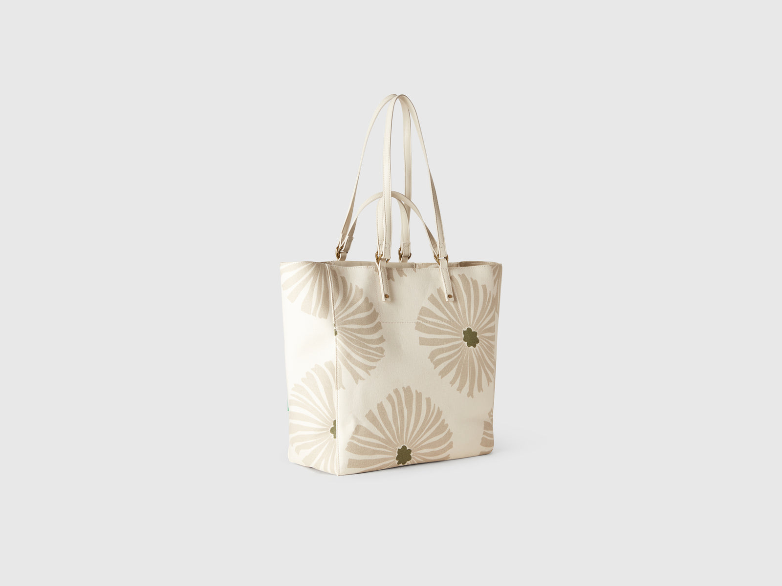 Tote bag con stampa fiori da donna bianco panna 2 | Benetton Outlet