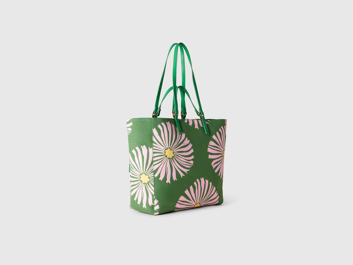 Tote bag con stampa fiori