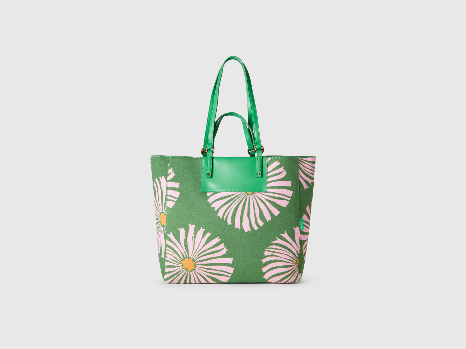 Tote bag con stampa fiori da donna verde | Benetton Outlet