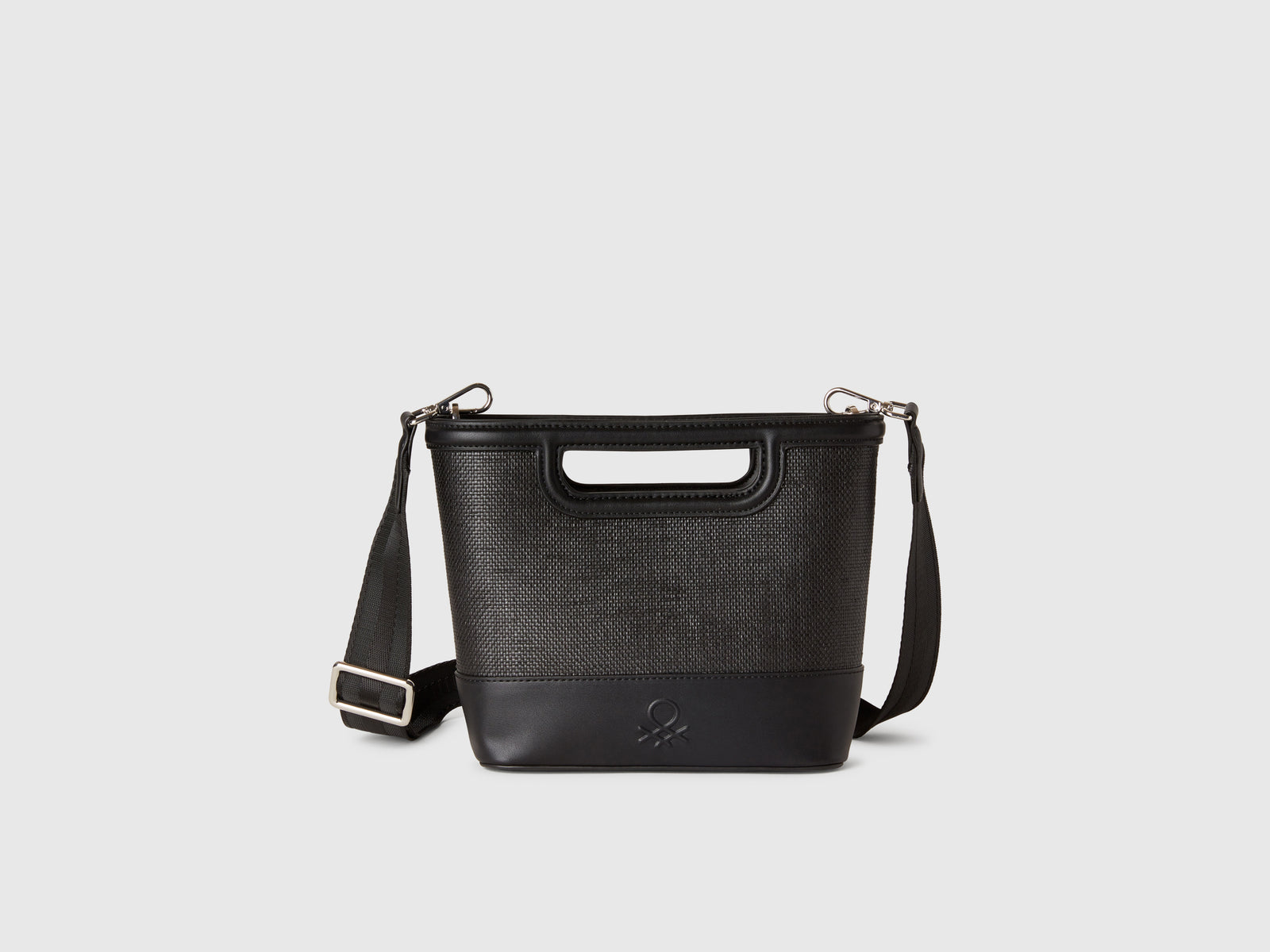 Tote bag media in rafia da donna nero | Benetton Outlet