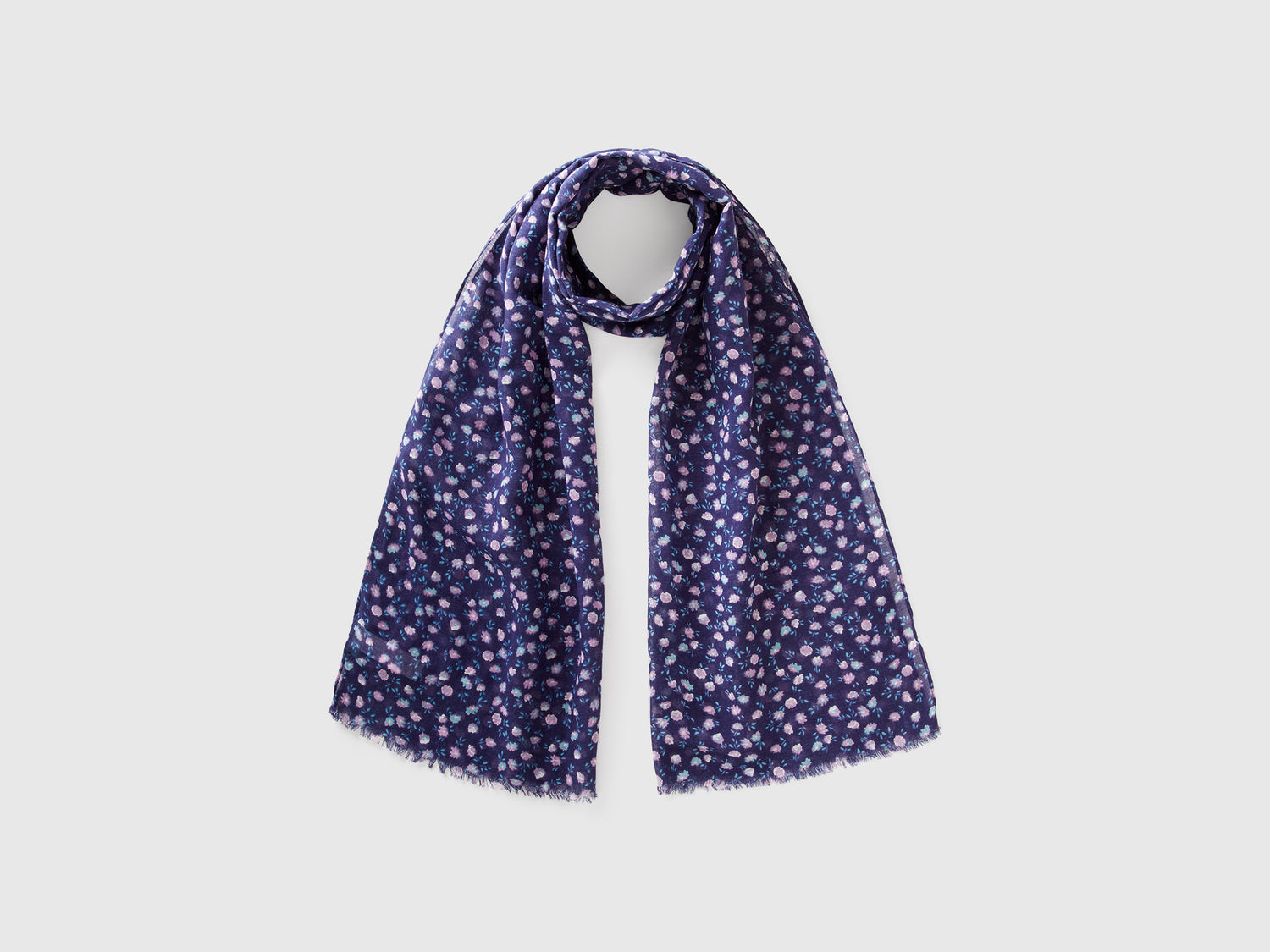 Sciarpa con stampa floreale da donna blu | Benetton Outlet