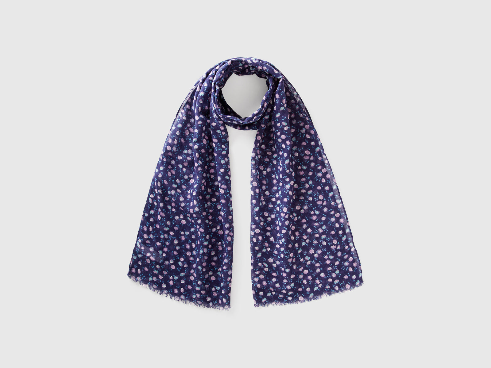 Sciarpa con stampa floreale da donna blu | Benetton Outlet