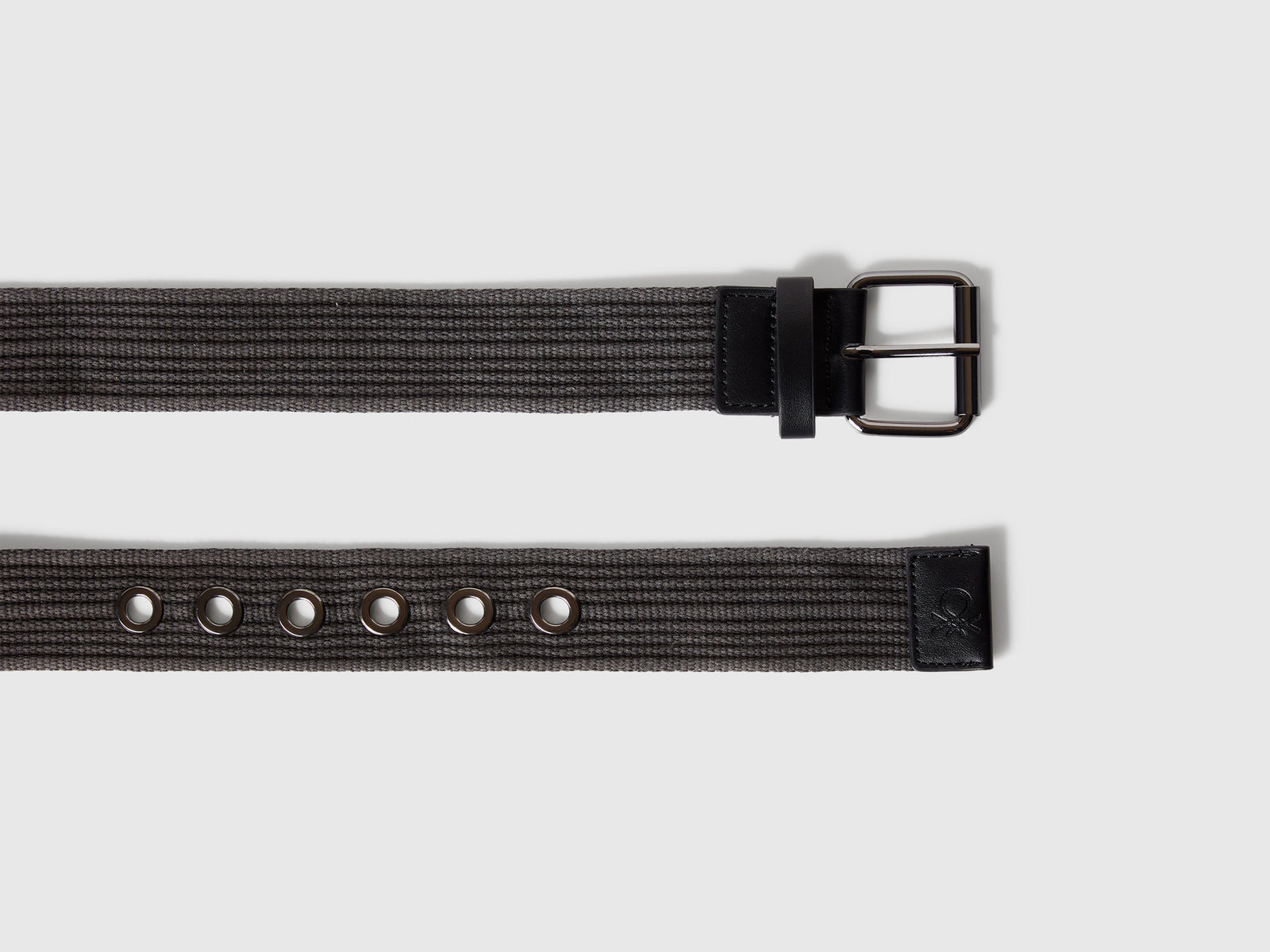 Cintura a righe con occhielli da uomo nero 2 | Benetton Outlet