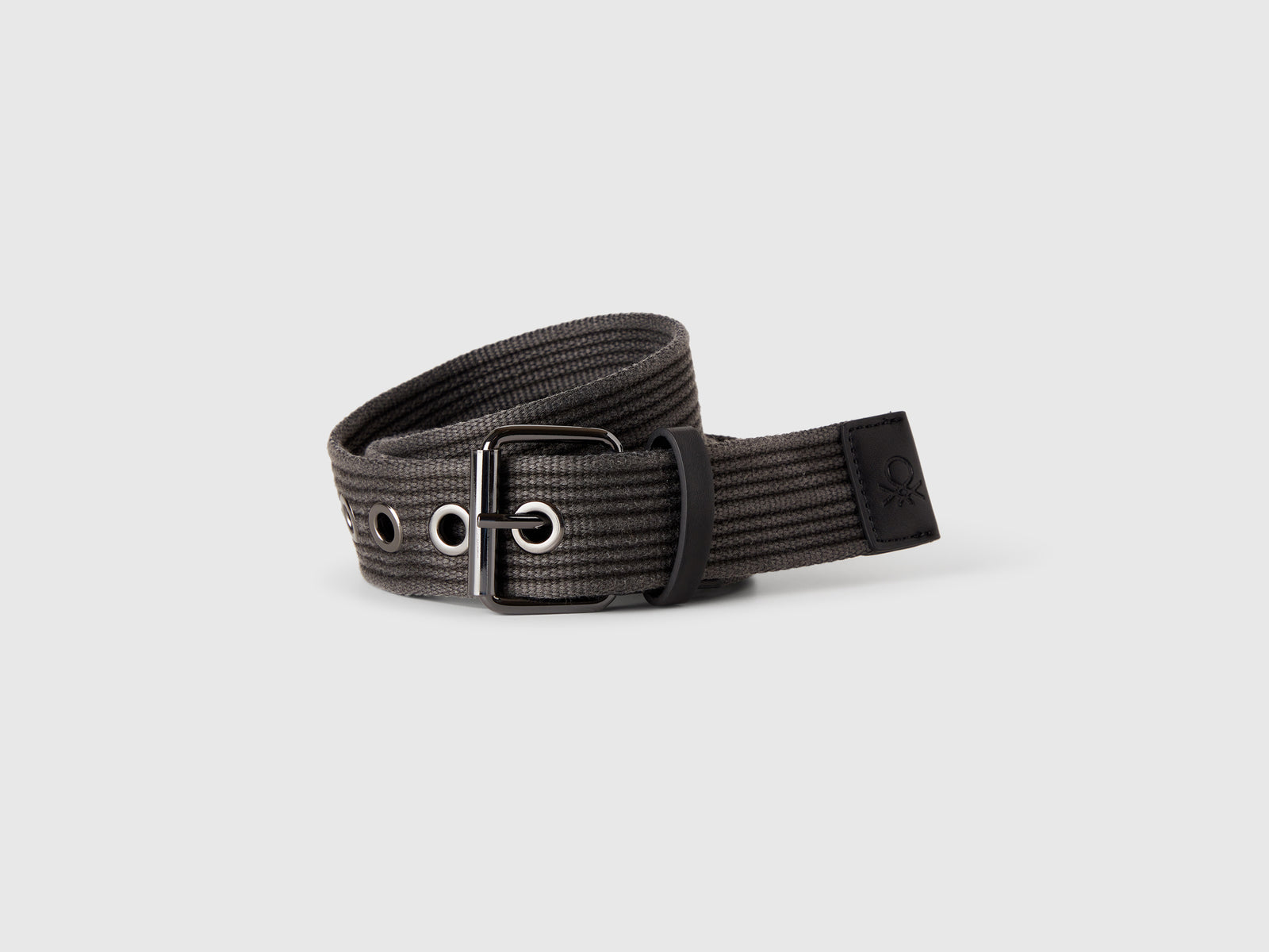 Cintura a righe con occhielli da uomo nero | Benetton Outlet