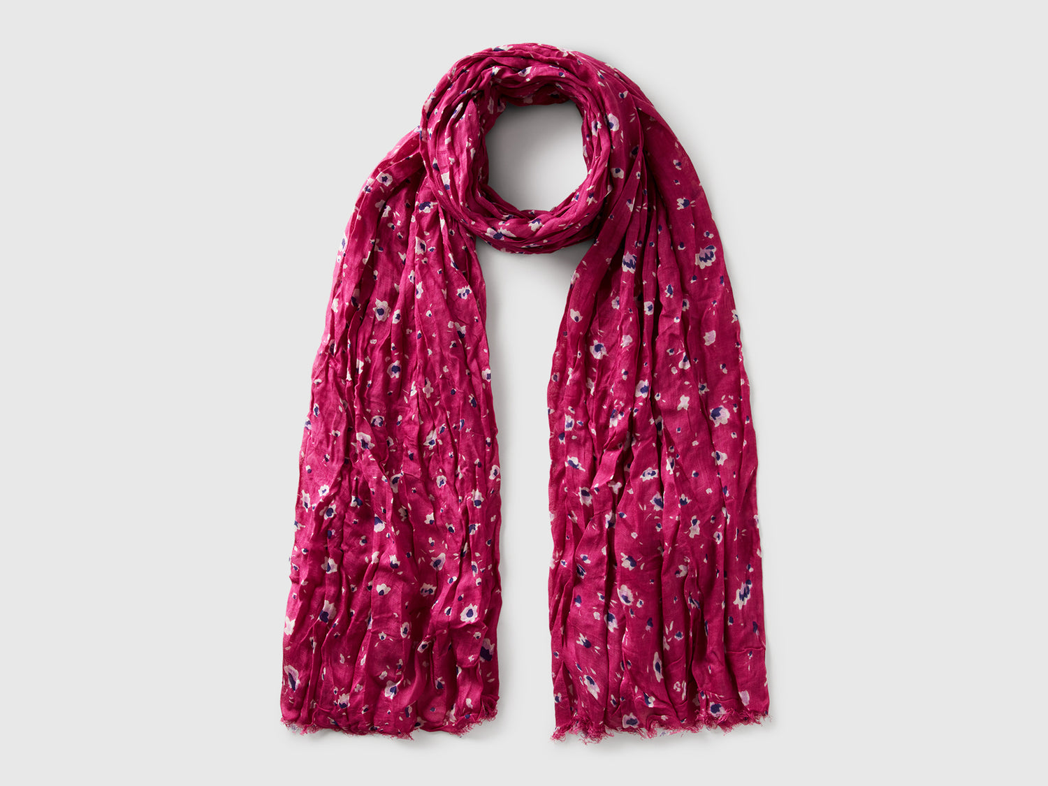 Sciarpa floreale in viscosa da donna fucsia | Benetton Outlet