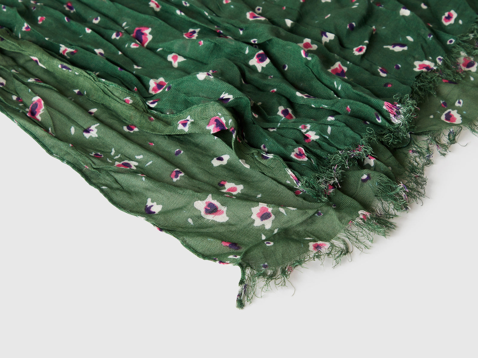 Sciarpa floreale in viscosa da donna verde 2 | Benetton Outlet